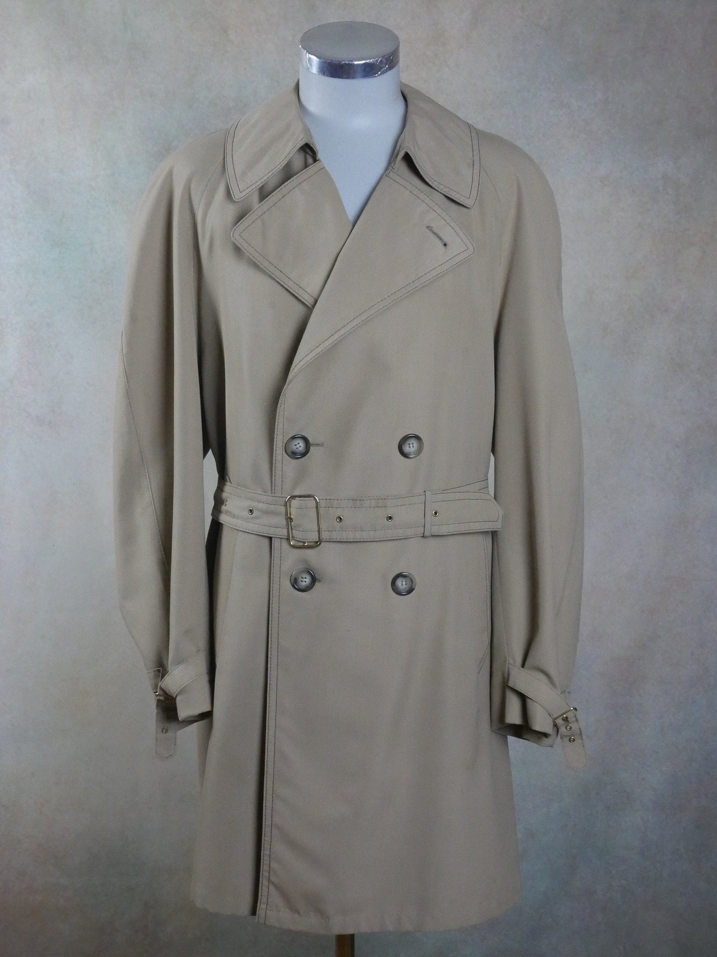 1970s Vintage Beige Trench Coat | Swedish Double-Breasted Duster Overcoat | Extra Large Leo Gabor Vintage