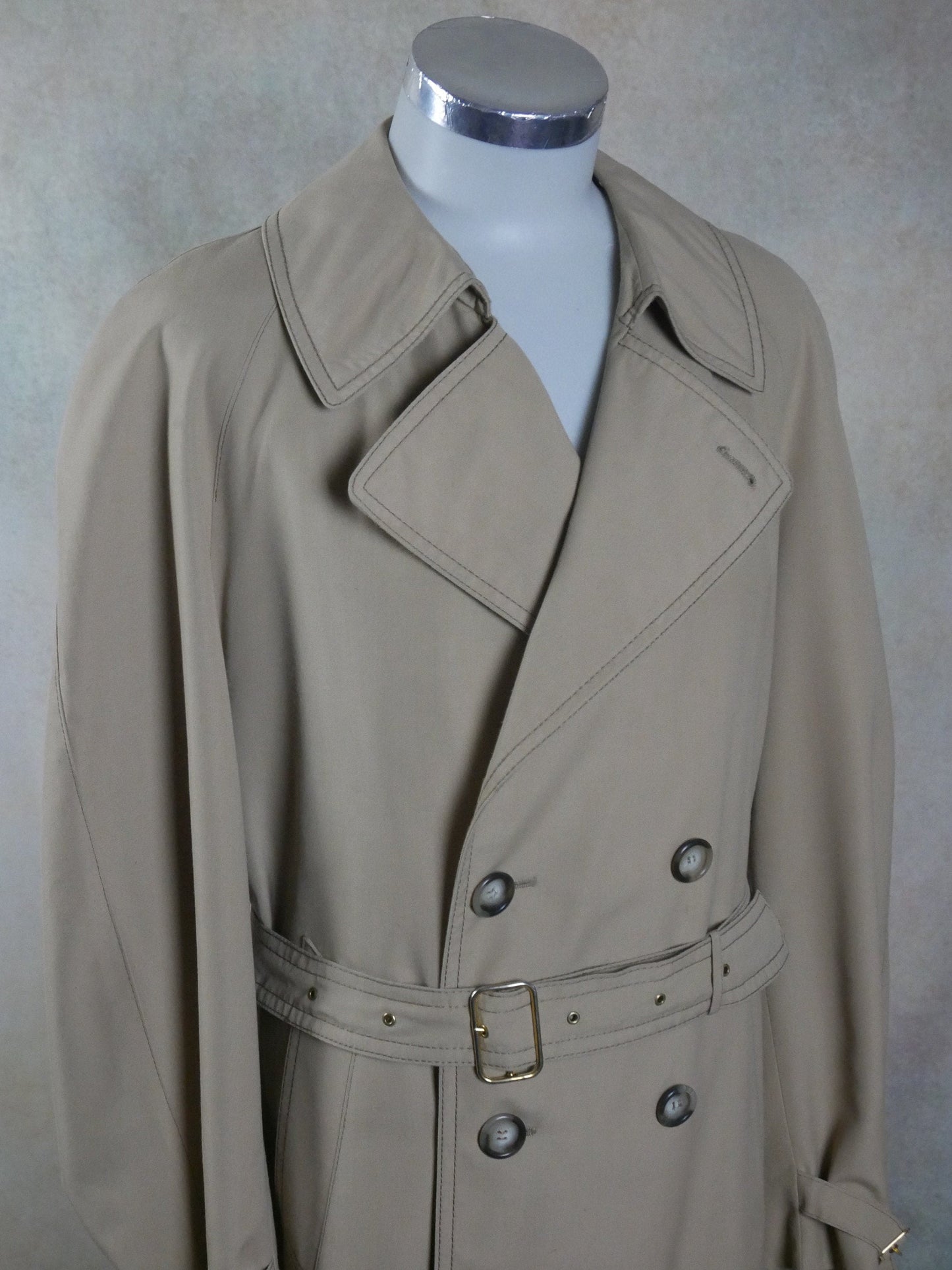 1970s Vintage Beige Trench Coat | Swedish Double-Breasted Duster Overcoat | Extra Large Leo Gabor Vintage