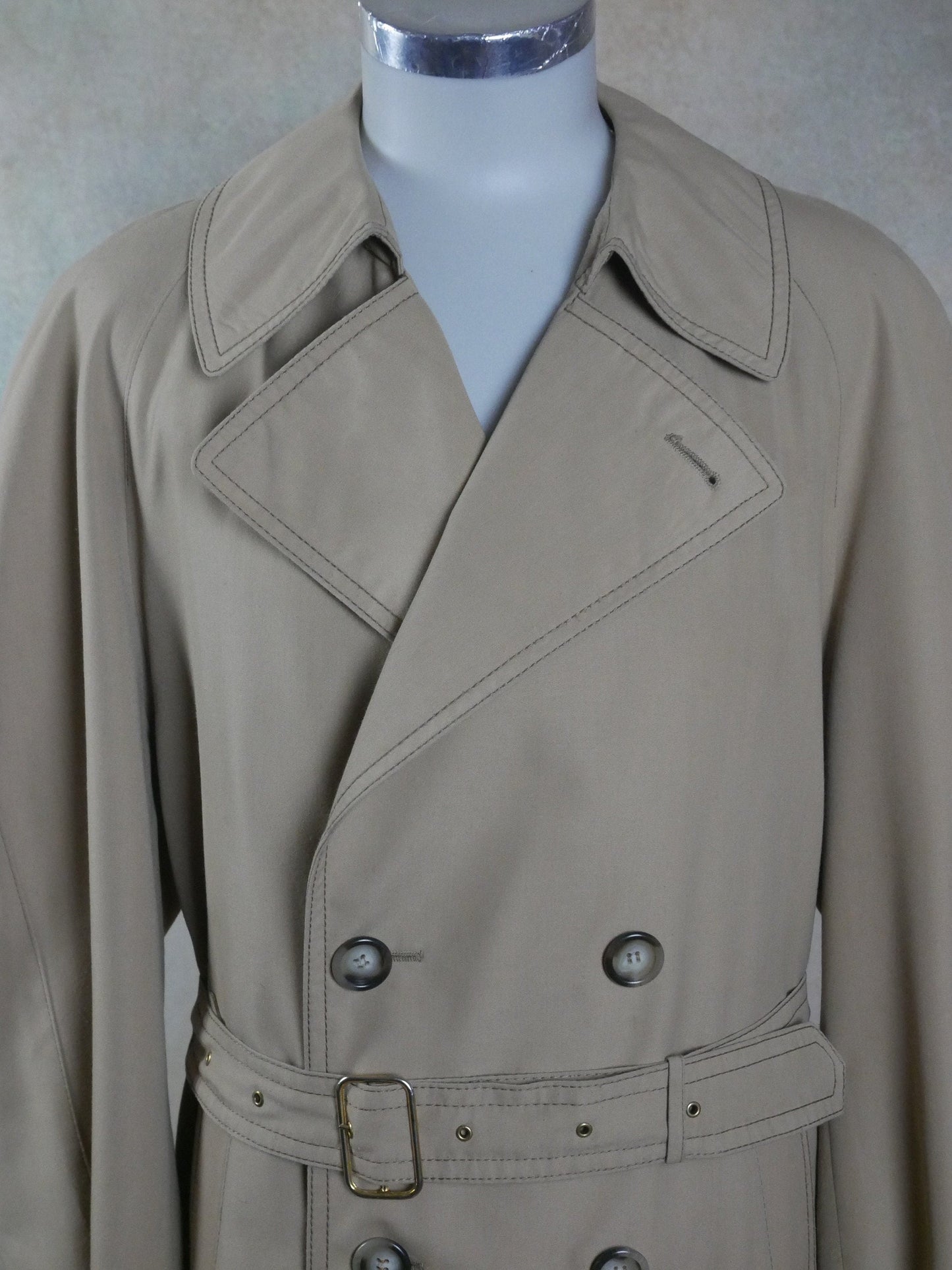 1970s Vintage Beige Trench Coat | Swedish Double-Breasted Duster Overcoat | Extra Large Leo Gabor Vintage