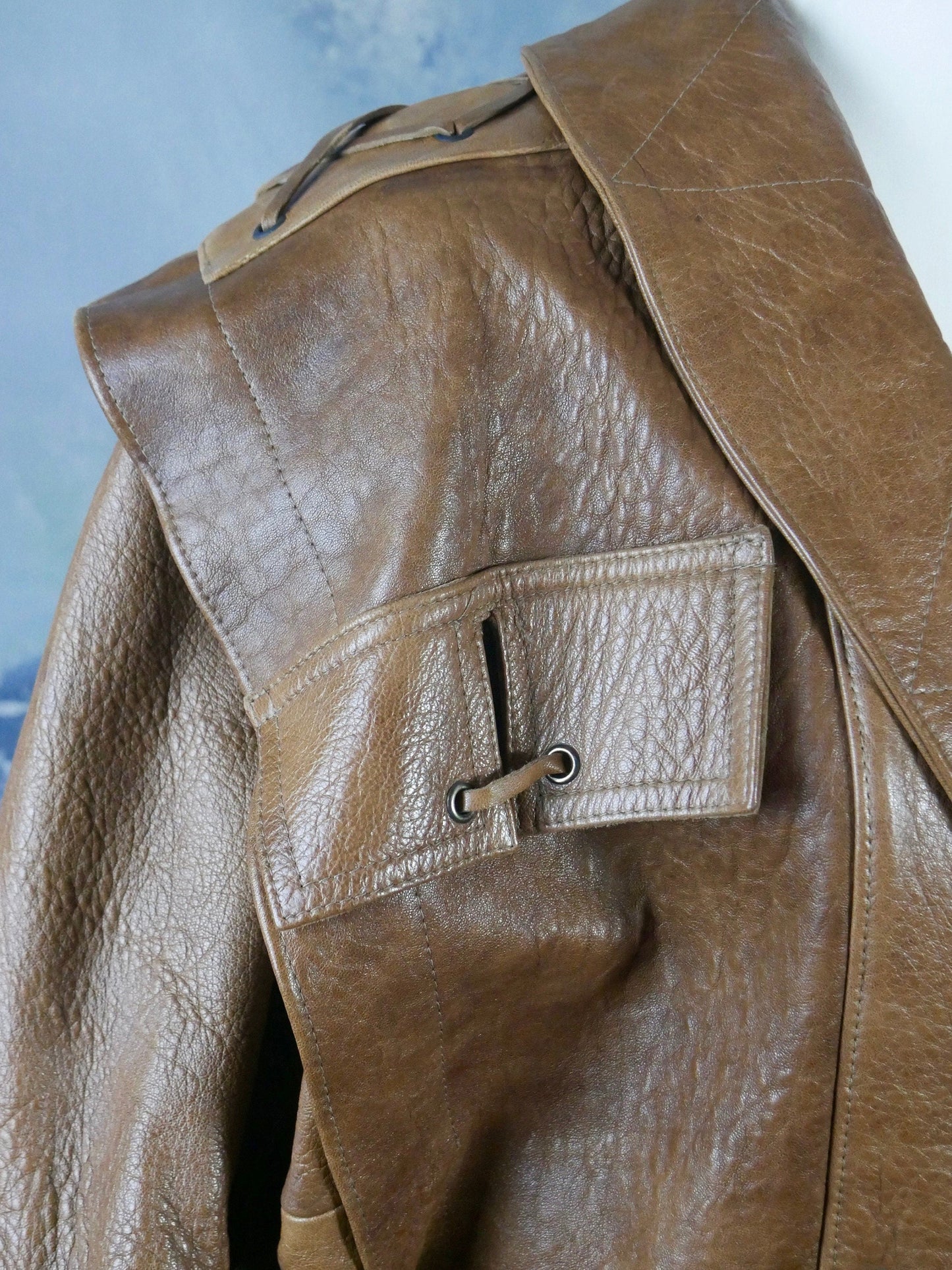 1980s Brown Vintage Faux Leather Jacket | European Vegan Double-Breasted Bomber Style |. Large Leo Gabor Vintage
