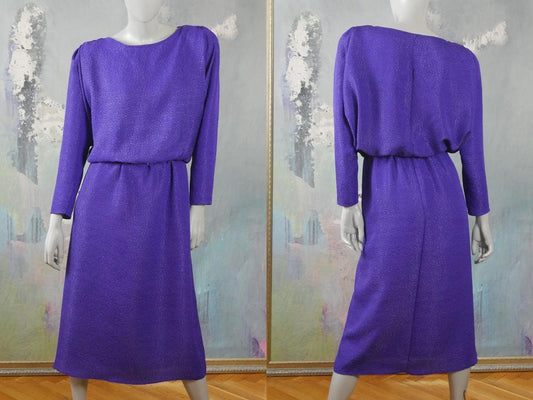 1980s Purple Midi Dress | European Vintage Leo Gabor Vintage
