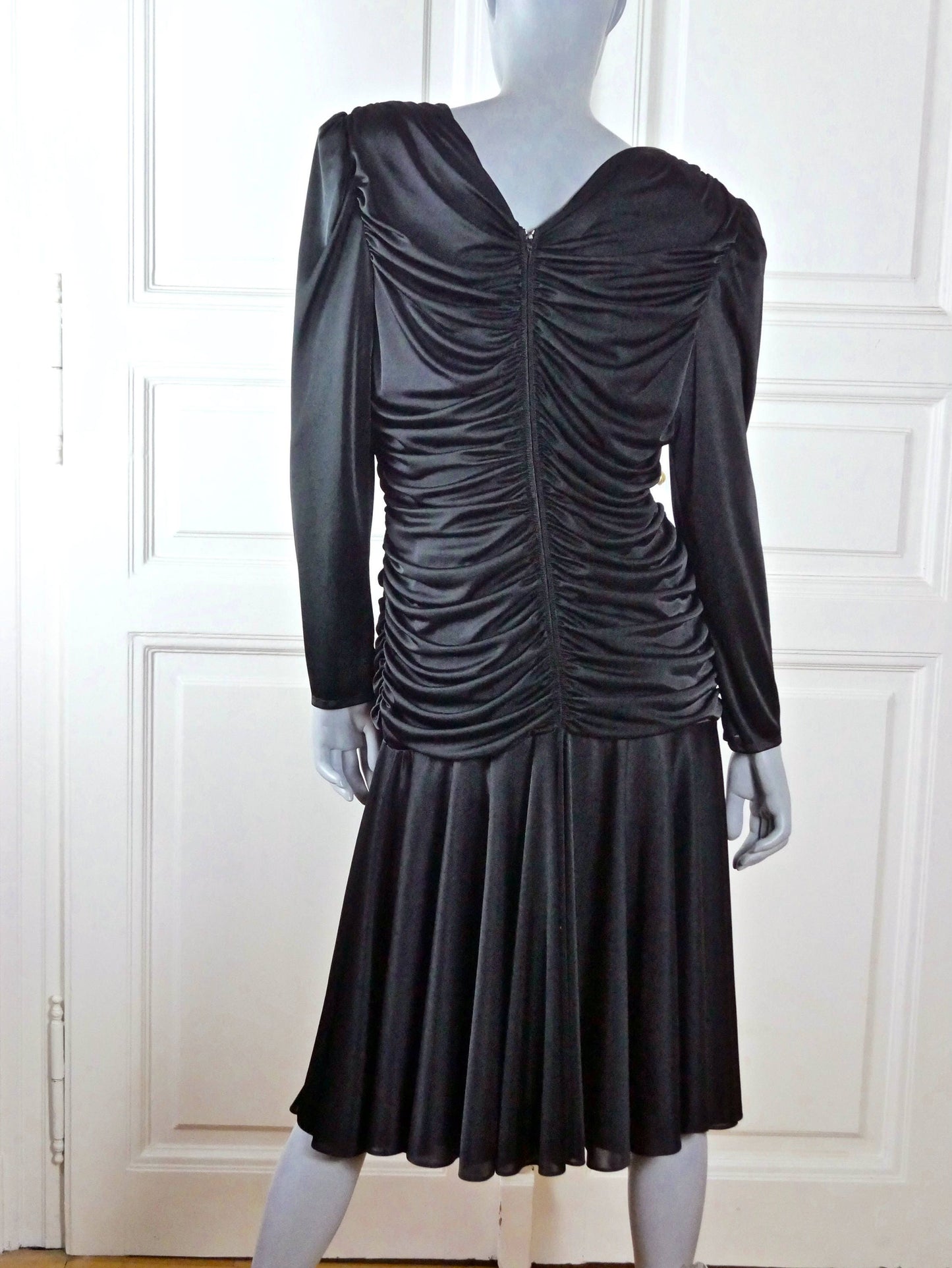 1980s Vintage Black Evening Dress Leo Gabor Vintage