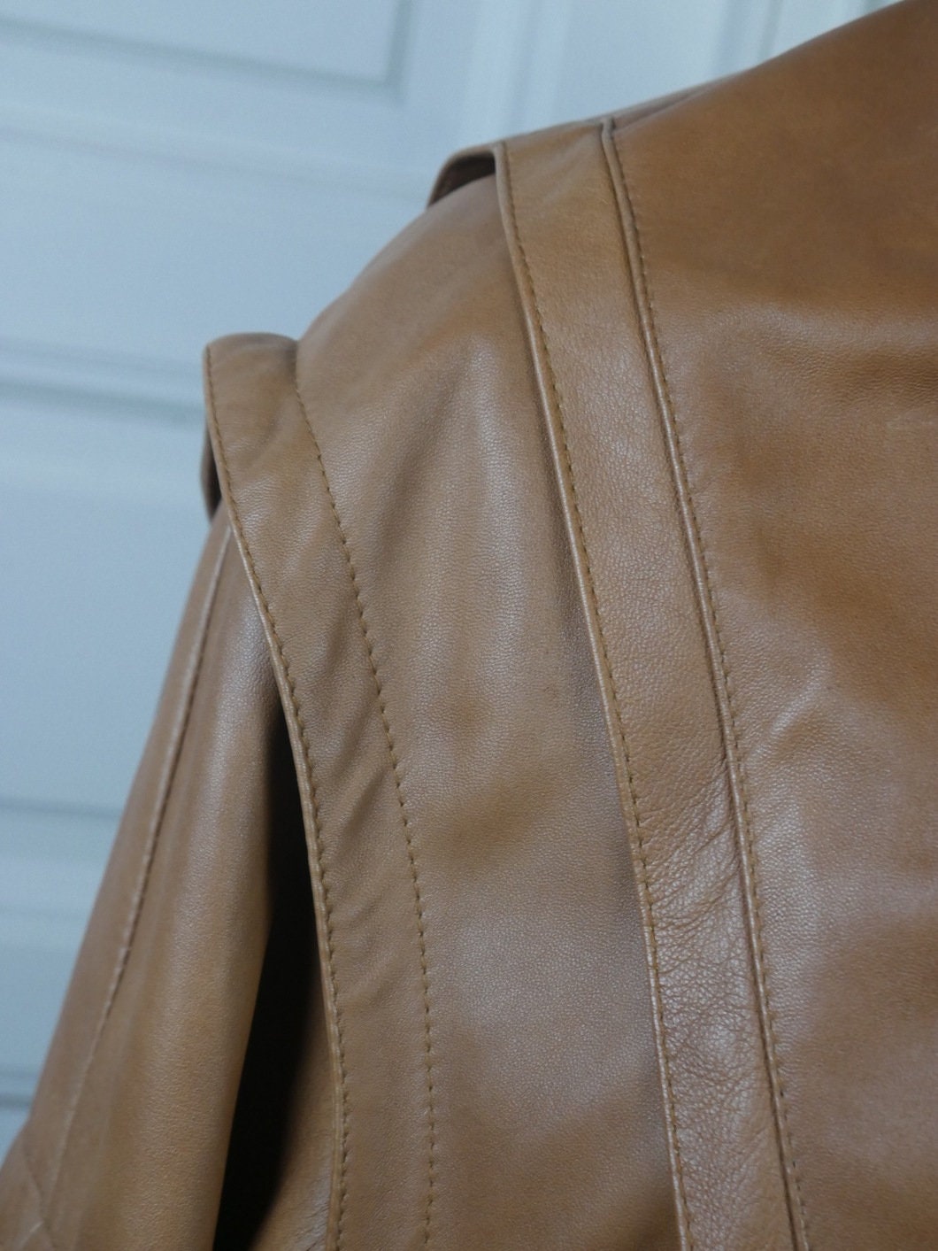 1980s Vintage Camel Tan Leather Jacket | European Retro, Made in Finland | Extra Large Leo Gabor Vintage