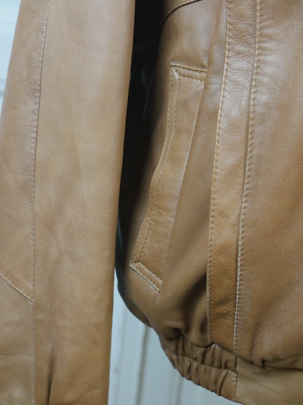 1980s Vintage Camel Tan Leather Jacket | European Retro, Made in Finland | Extra Large Leo Gabor Vintage