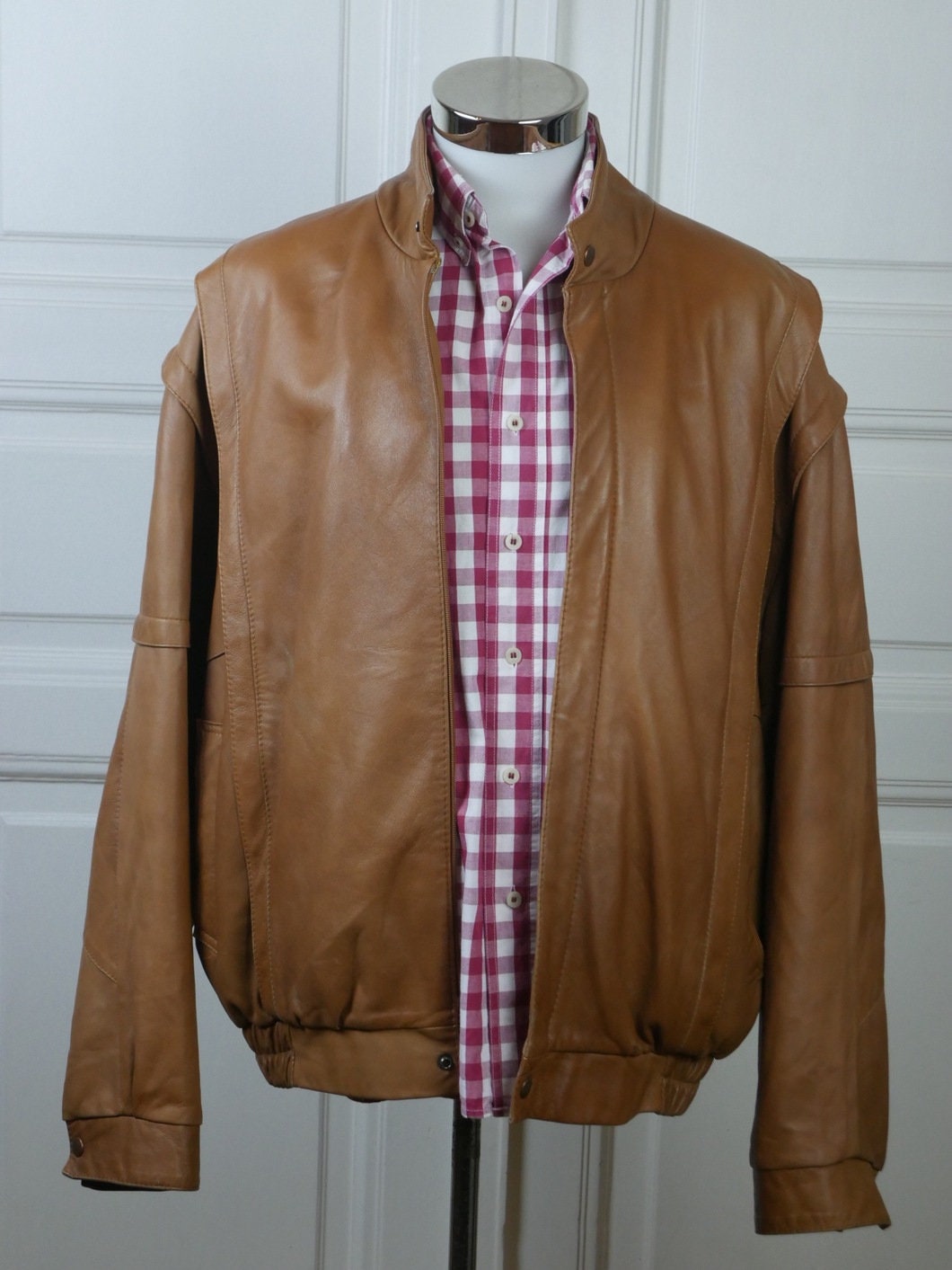 1980s Vintage Camel Tan Leather Jacket | European Retro, Made in Finland | Extra Large Leo Gabor Vintage