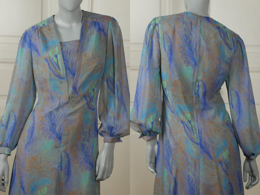 1980s Vintage Pale Blue Dress Leo Gabor Vintage