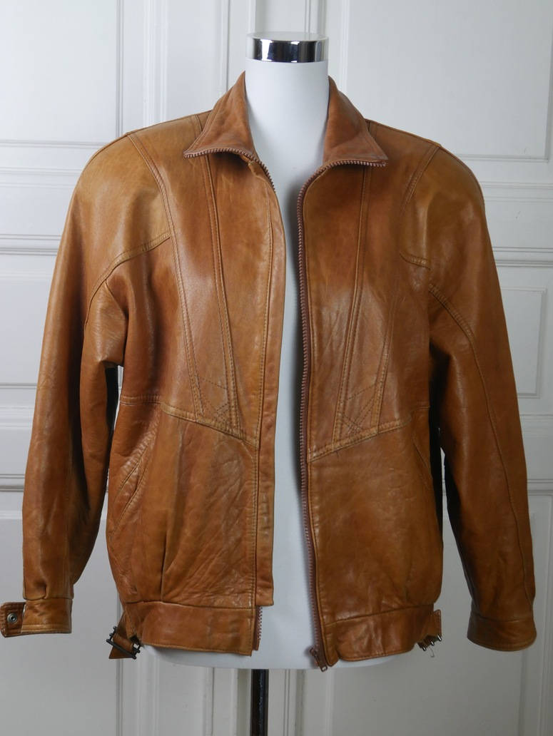 1980s Women's Vintage Leather Jacket | Golden Butternut Tan | Medium