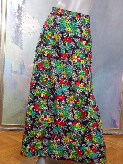 1970s Long Skirt | Floral Maxi | Small