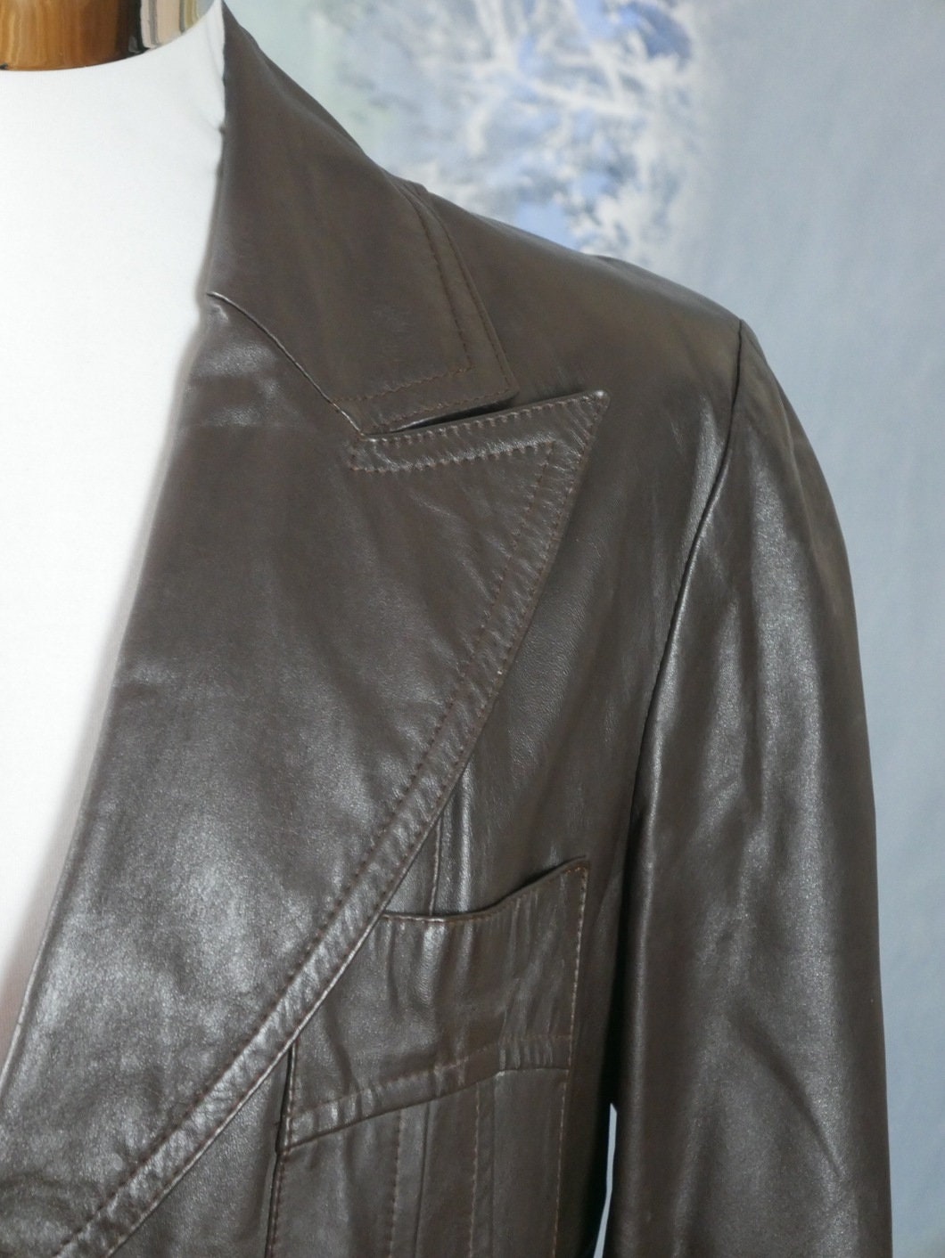 Men's 1970s Vintage Brown Leather Jacket |Medium