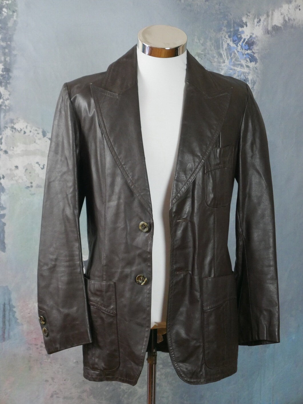 Men's 1970s Vintage Brown Leather Jacket |Medium