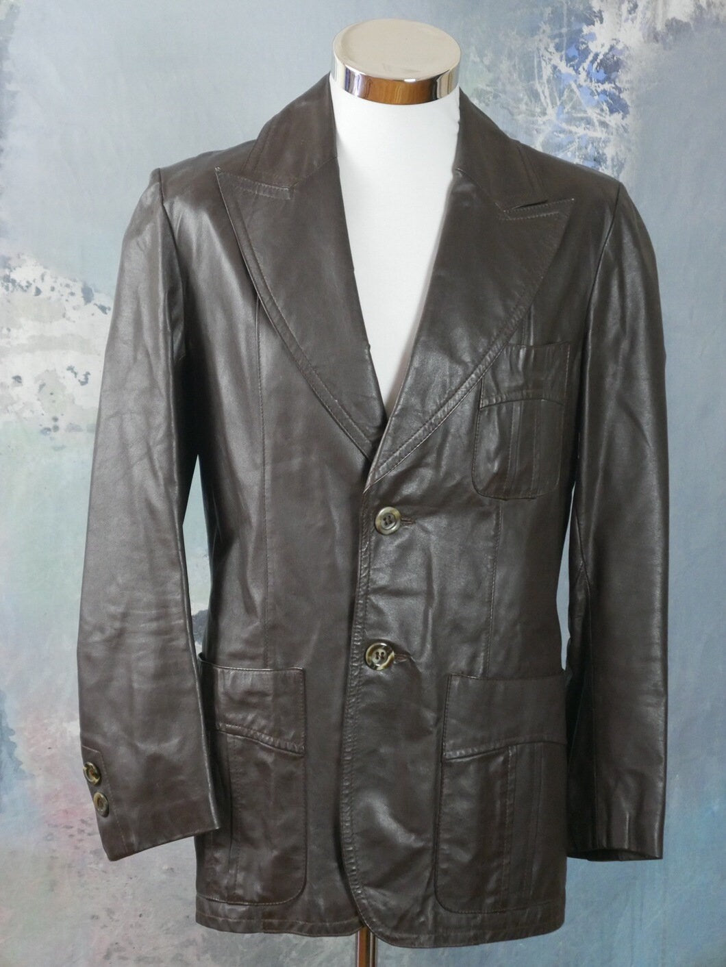 Men's 1970s Vintage Brown Leather Jacket |Medium