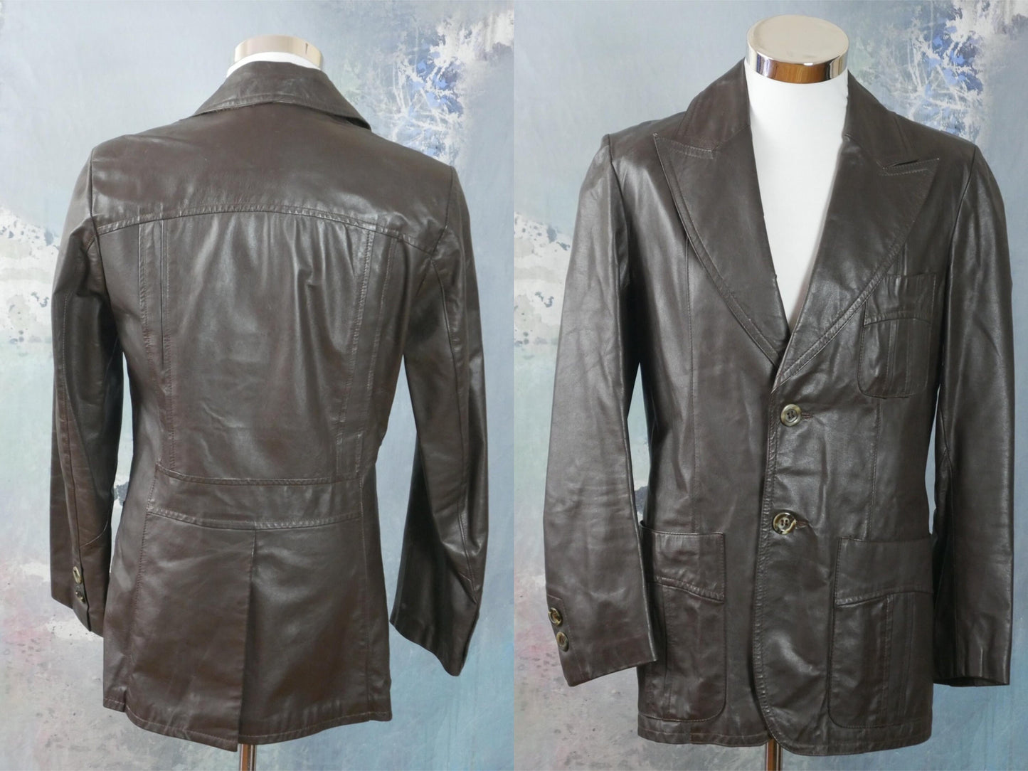 Men's 1970s Vintage Brown Leather Jacket |Medium