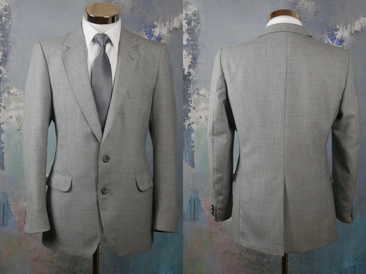 1980s Gray Blazer | European Vintage Smooth Tweed Jacket | Medium