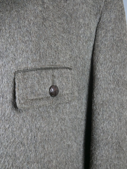 1980s Brown Overcoat | Mohair Wool Blend Men's German Vintage Winter Coat | Large
