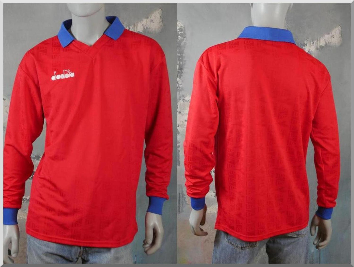 1990s Diadora Football Shirt | Long-Sleeve Soccer Sport Shirt | Large