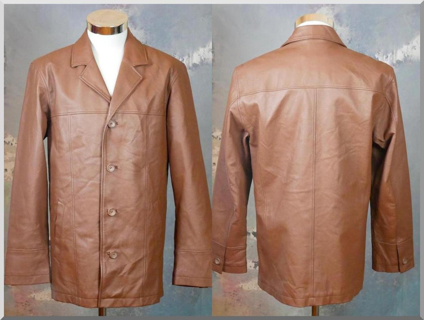 German Vintage 1990s Brown Leather Jacket | Medium