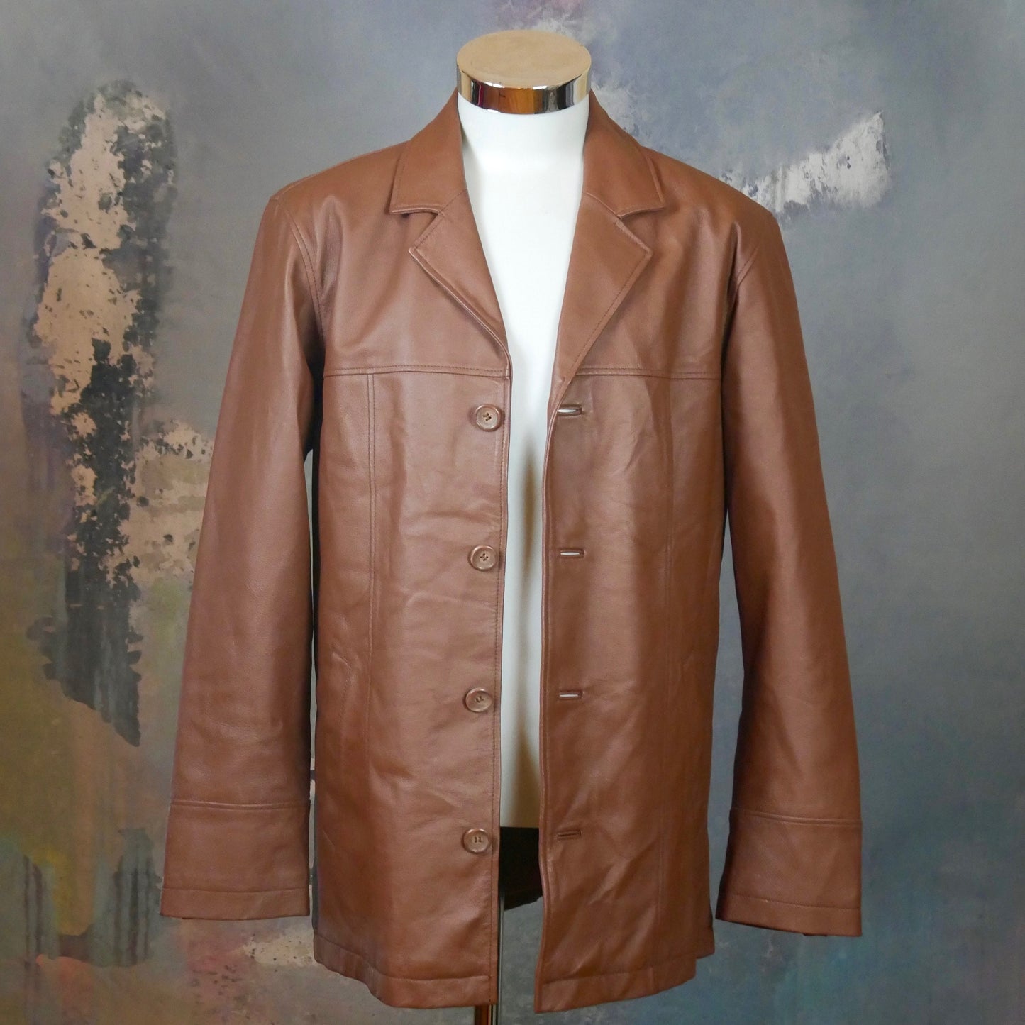 German Vintage 1990s Brown Leather Jacket | Medium