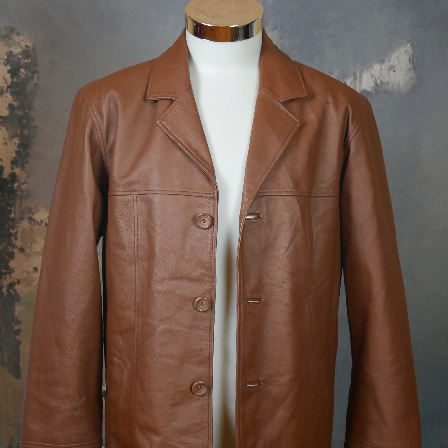 German Vintage 1990s Brown Leather Jacket | Medium