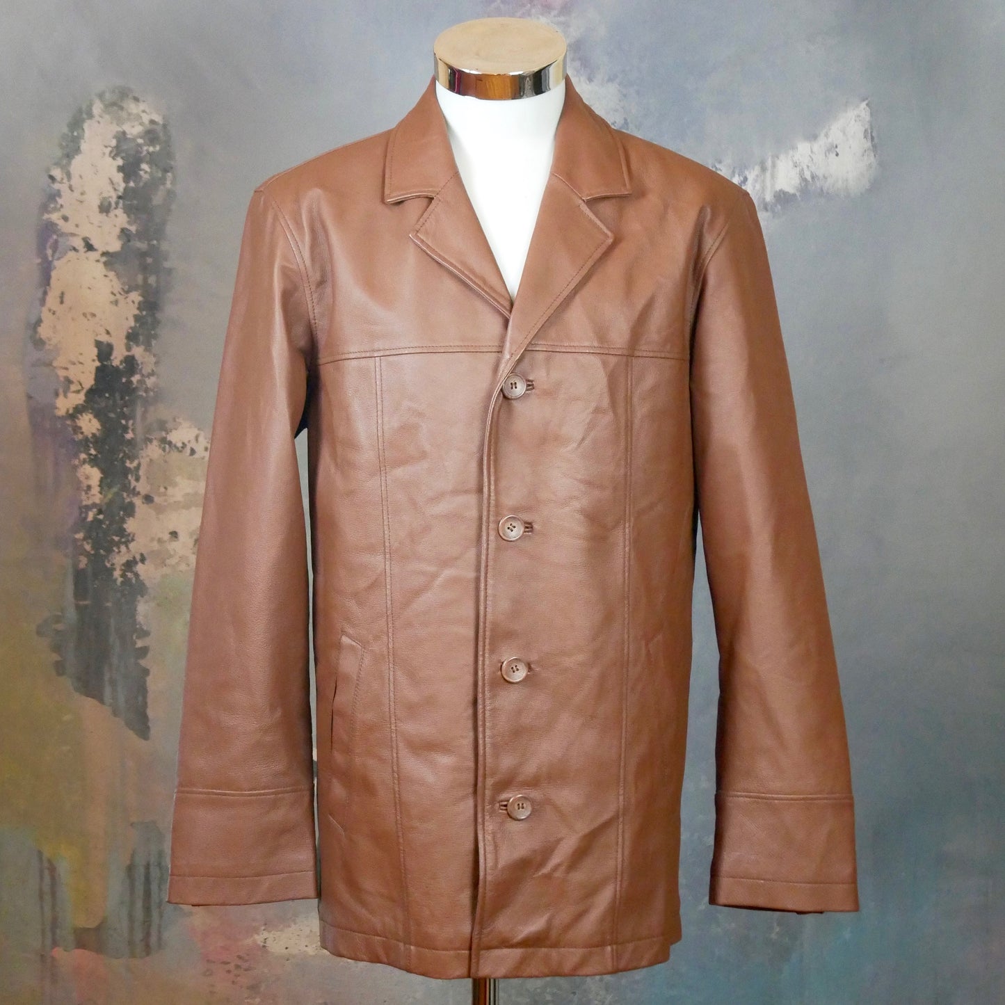 German Vintage 1990s Brown Leather Jacket | Medium