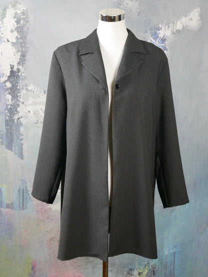 1990s Vintage Long Gray Blazer, Lightweight Jacket | 14/16 US, 18/22 UK