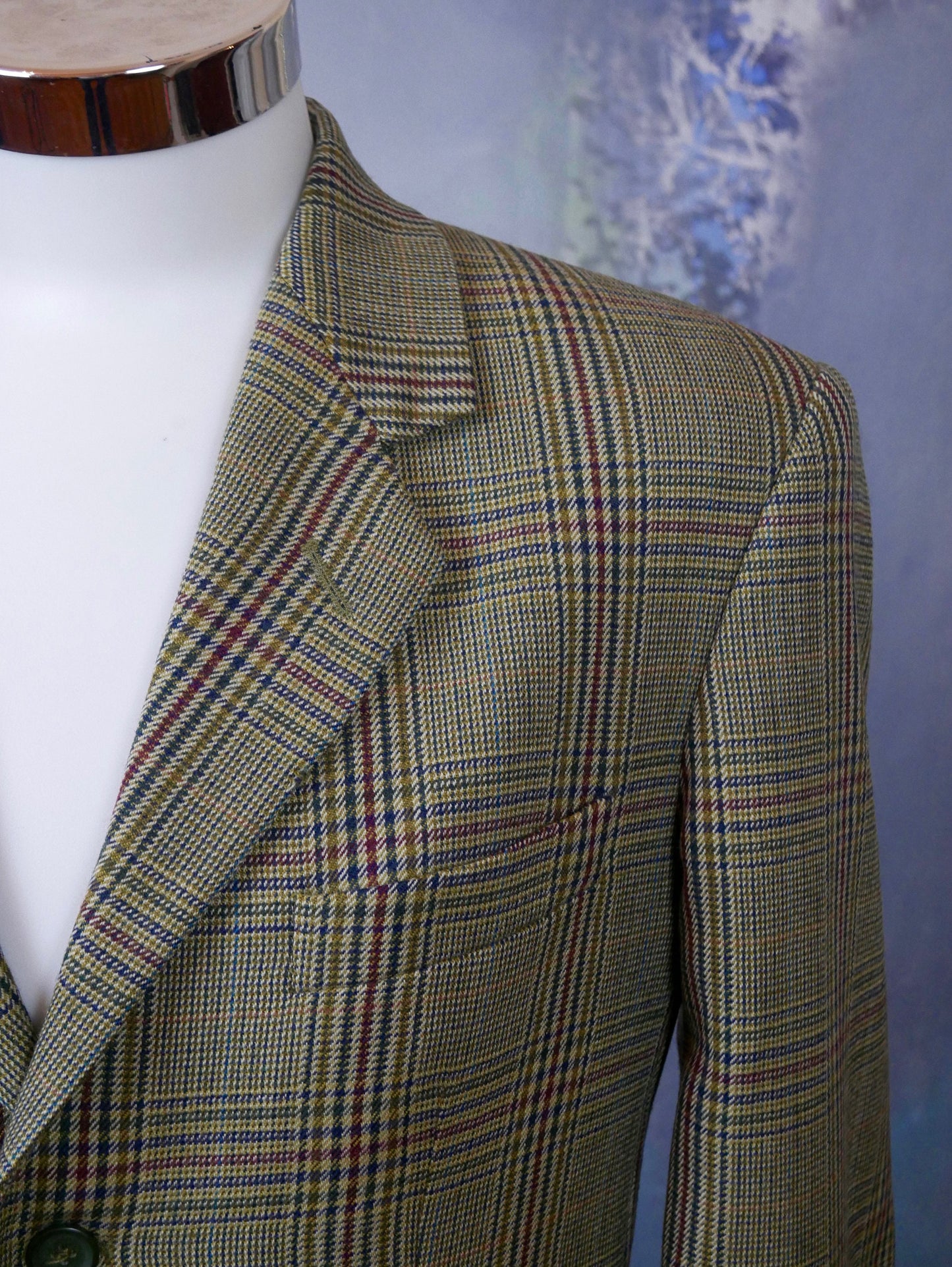 1990s Vintage Green Blazer | European Single-Breasted Plaid Jacket | Medium