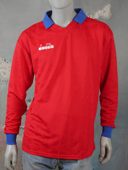 1990s Diadora Football Shirt | Long-Sleeve Soccer Sport Shirt | Large