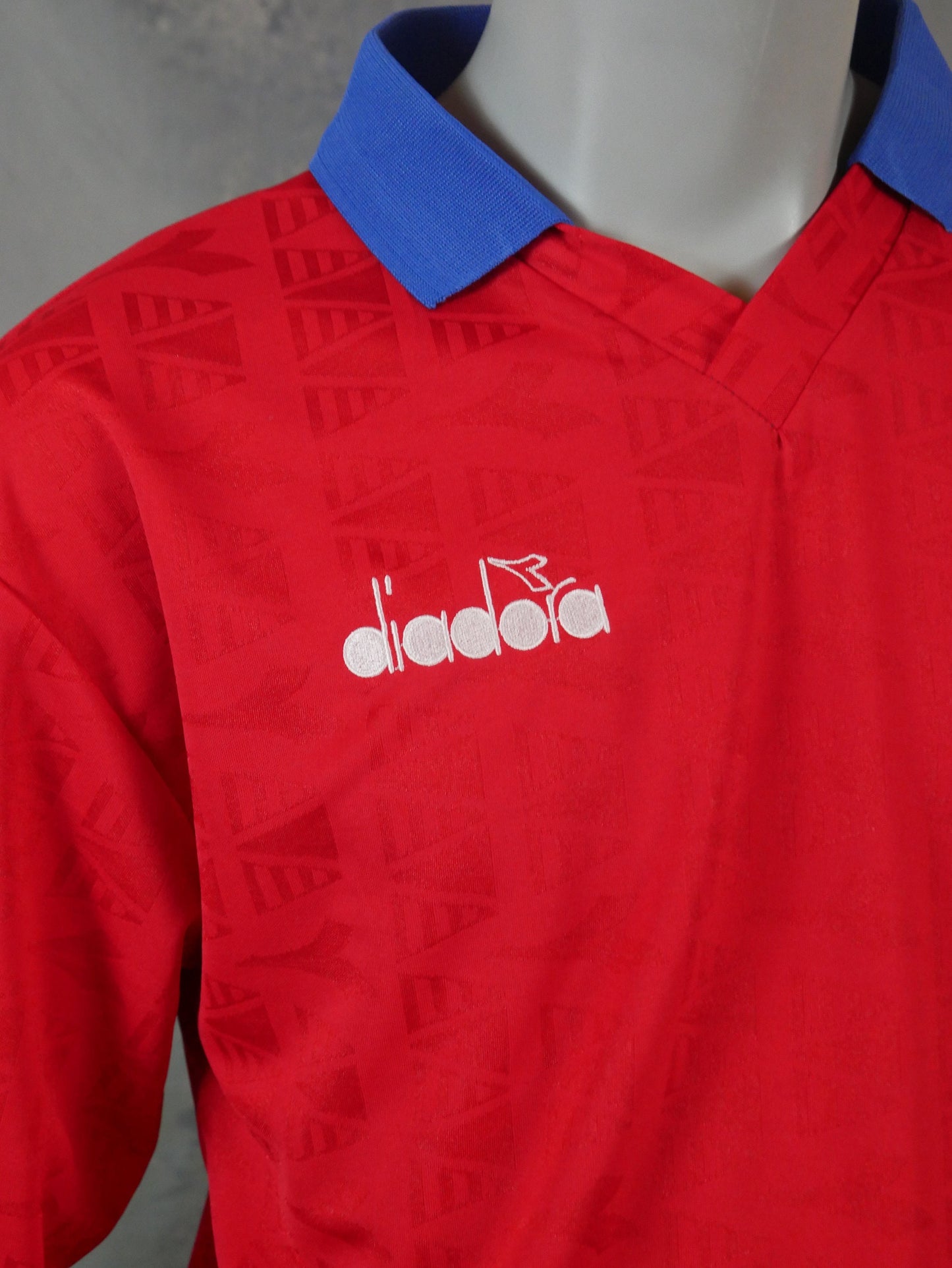 1990s Diadora Football Shirt | Long-Sleeve Soccer Sport Shirt | Large