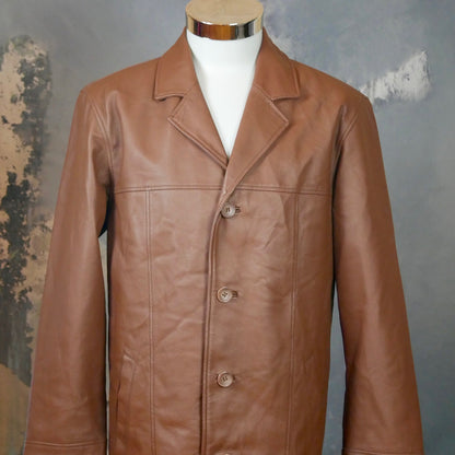 German Vintage 1990s Brown Leather Jacket | Medium