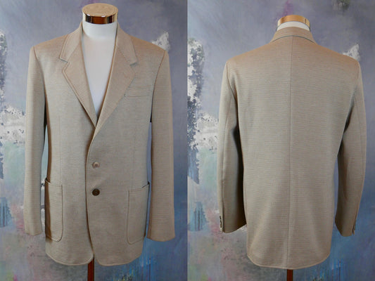 1980s Beige Blazer | German Vintage Wool Blend Single-Breasted Jacket | Medium