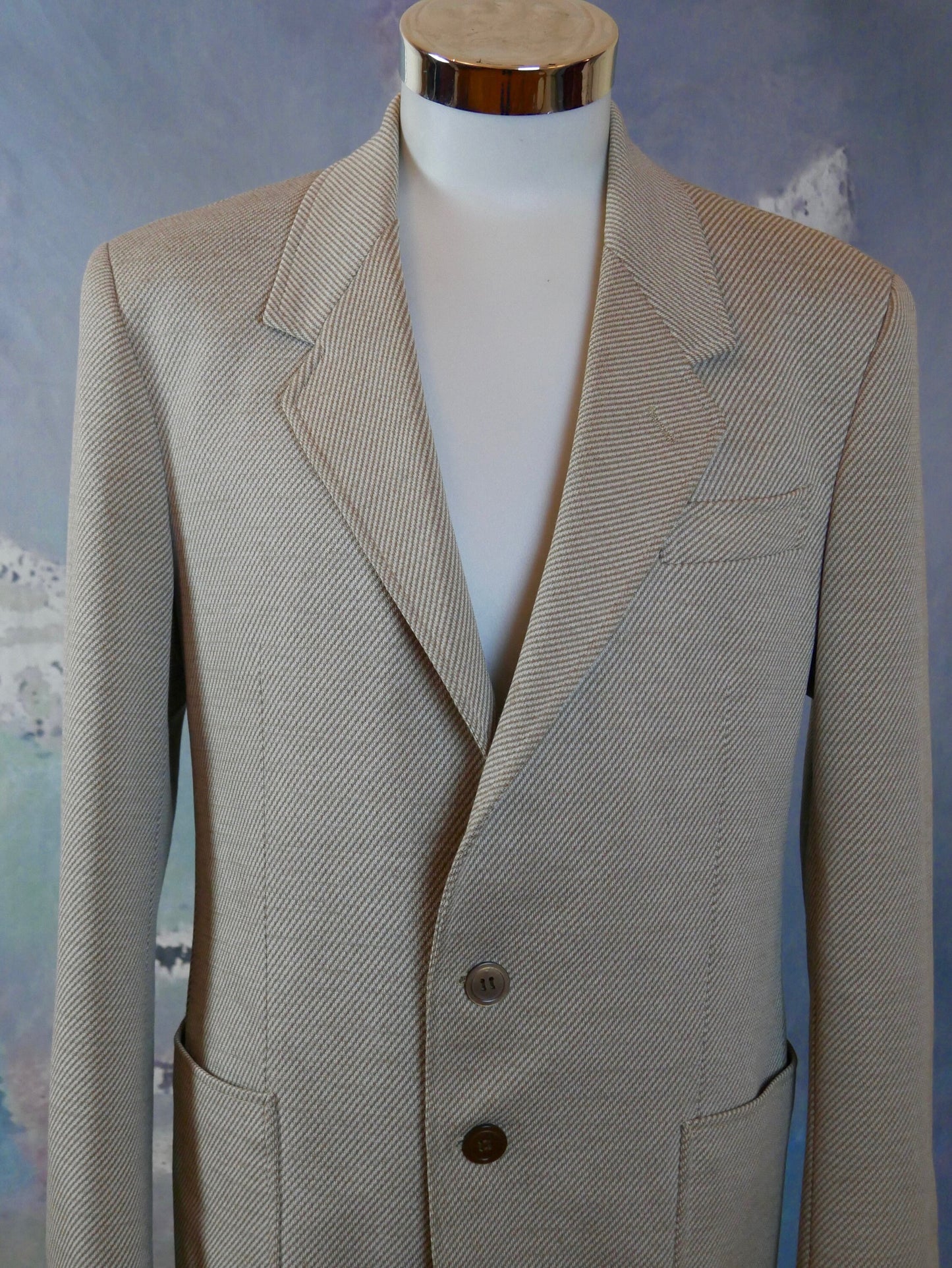 1980s Beige Blazer | German Vintage Wool Blend Single-Breasted Jacket | Medium