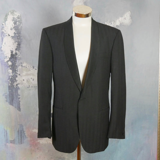 1980s Vintage Tuxedo Jacket | Black Formal Smoking Jacket | Large