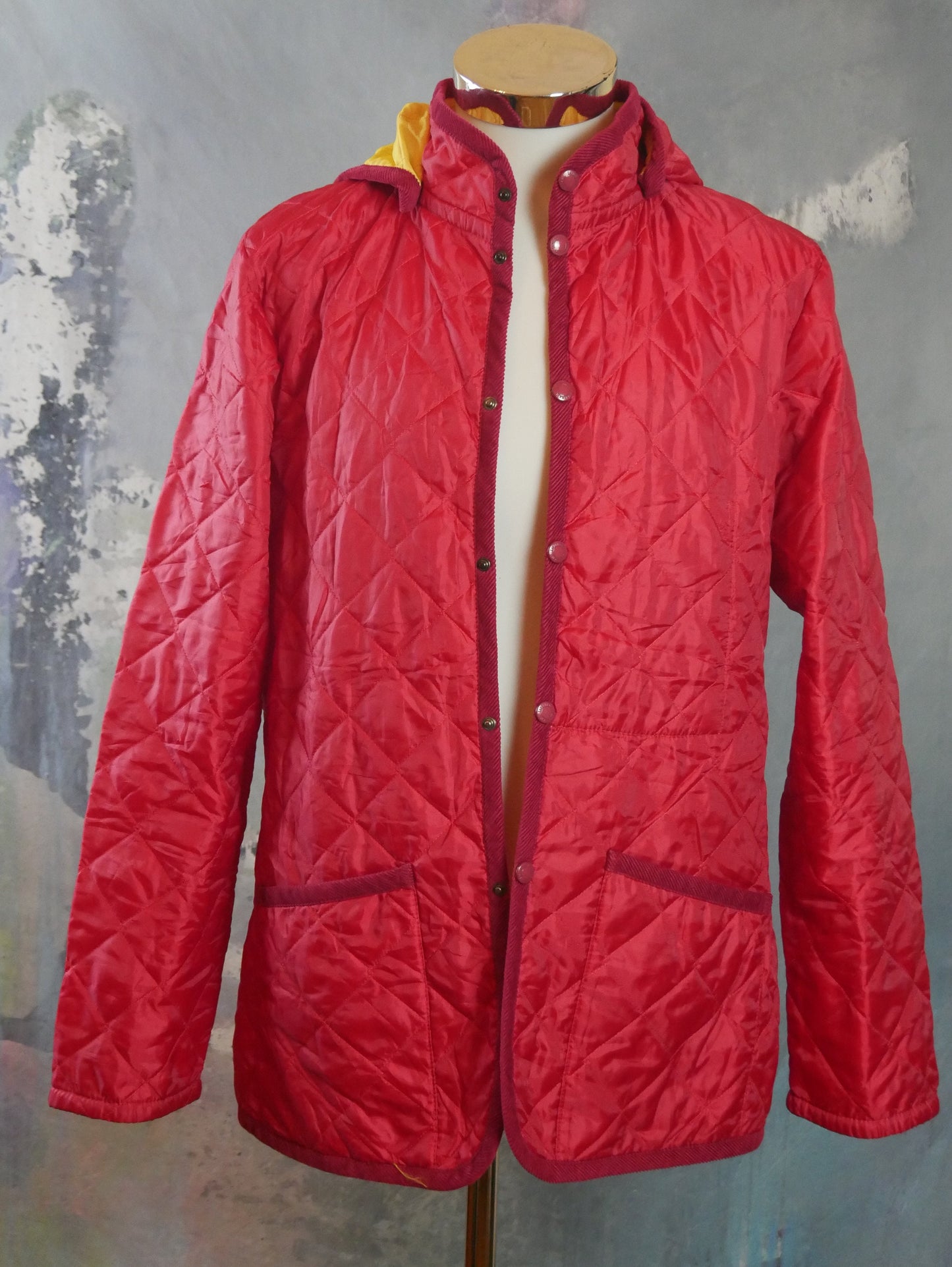 1990s British Vintage Raincoat | Red All-Weather Water-Resistant Jacket | Medium