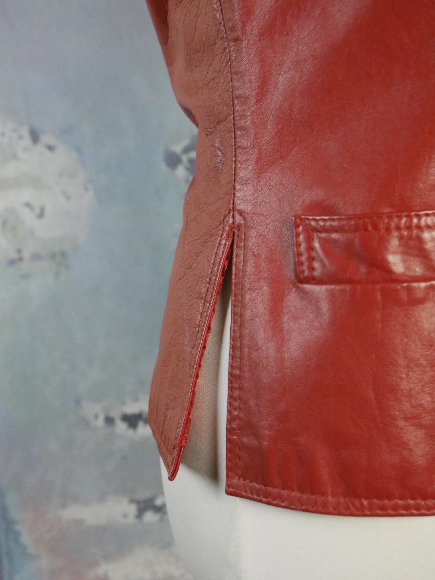 1980s Burnt Orange Leather Vest | Small