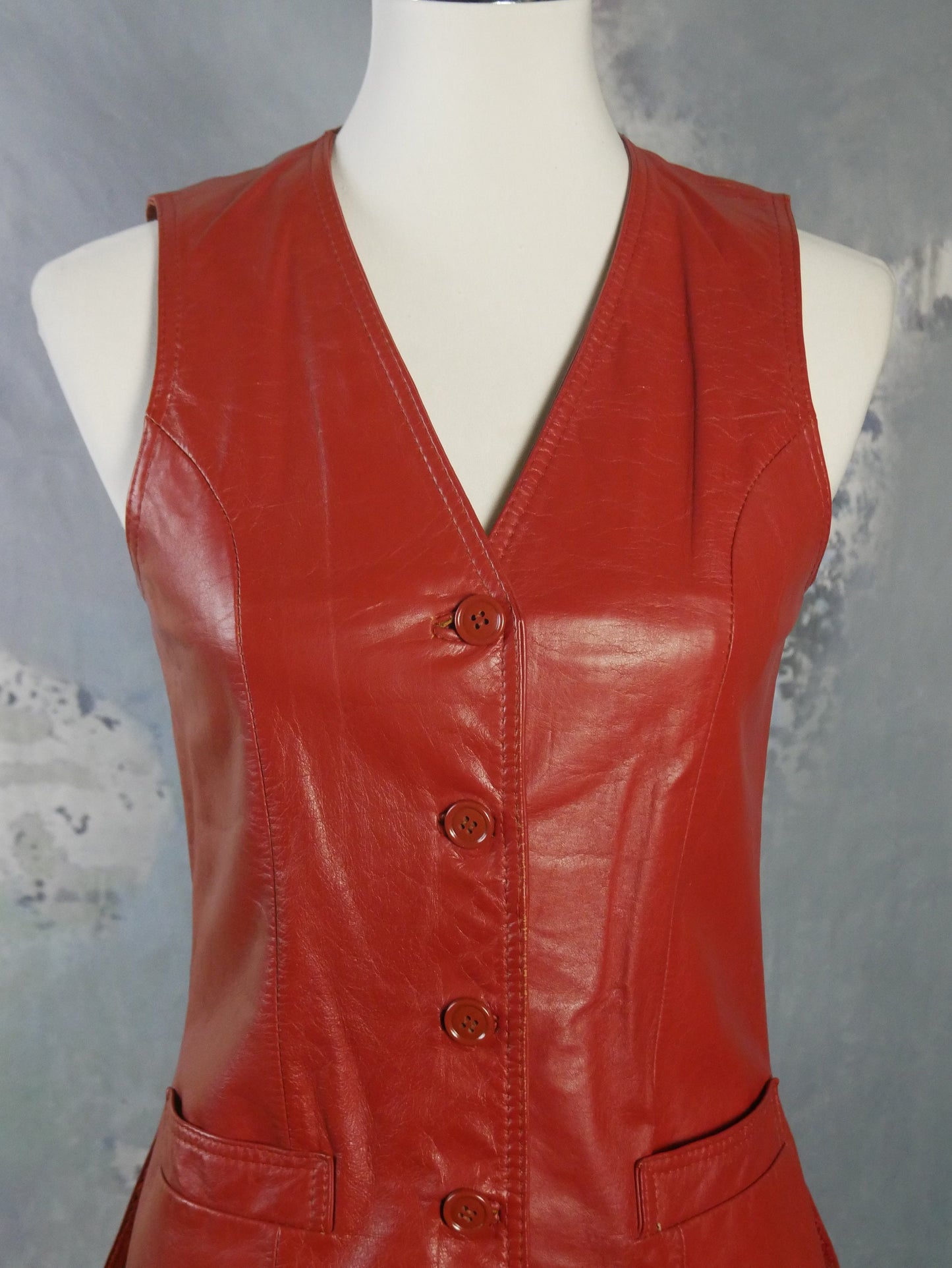 1980s Burnt Orange Leather Vest | Small