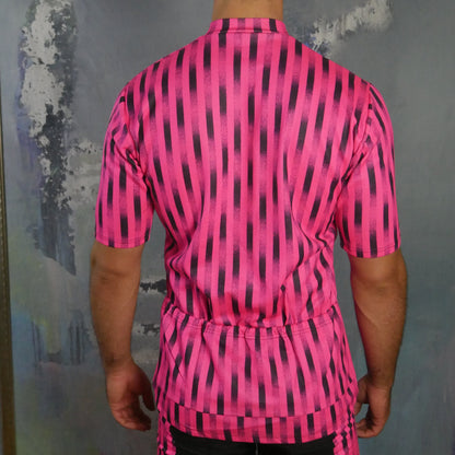 1990s Cycling Jersey & Shorts | Black and Pink Biking Race Sport Shirt and Leggings | Large