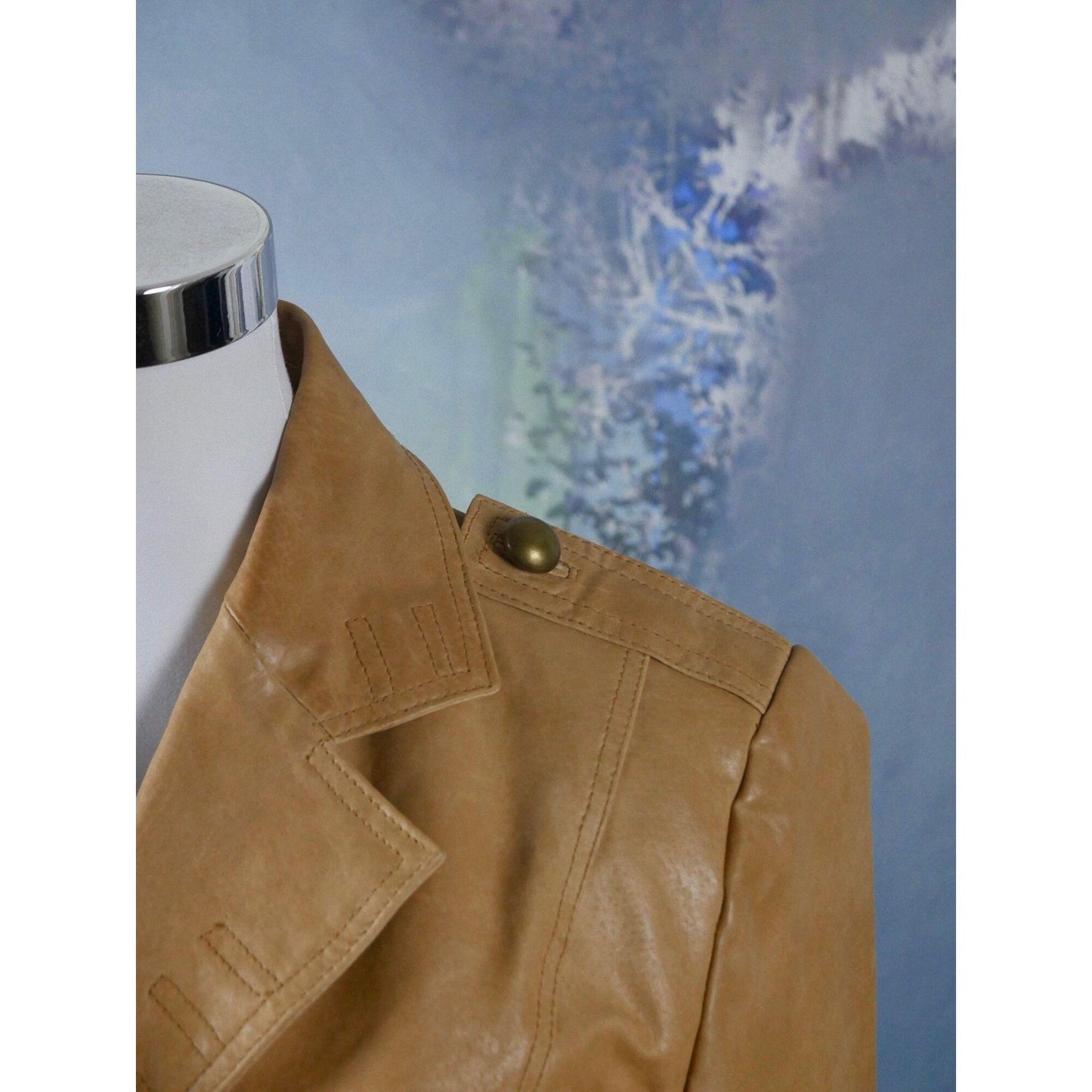 80s Vintage Tan Leather Jacket | Large