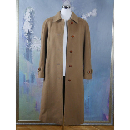 80s Vintage Loden Wool Coat | Camel Light Brown Color Austrian Long Overcoat | Large