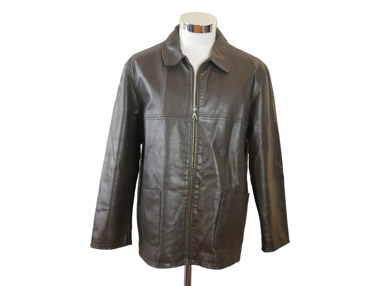 Vintage 80s Brown Leather Bomber Jacket | Large