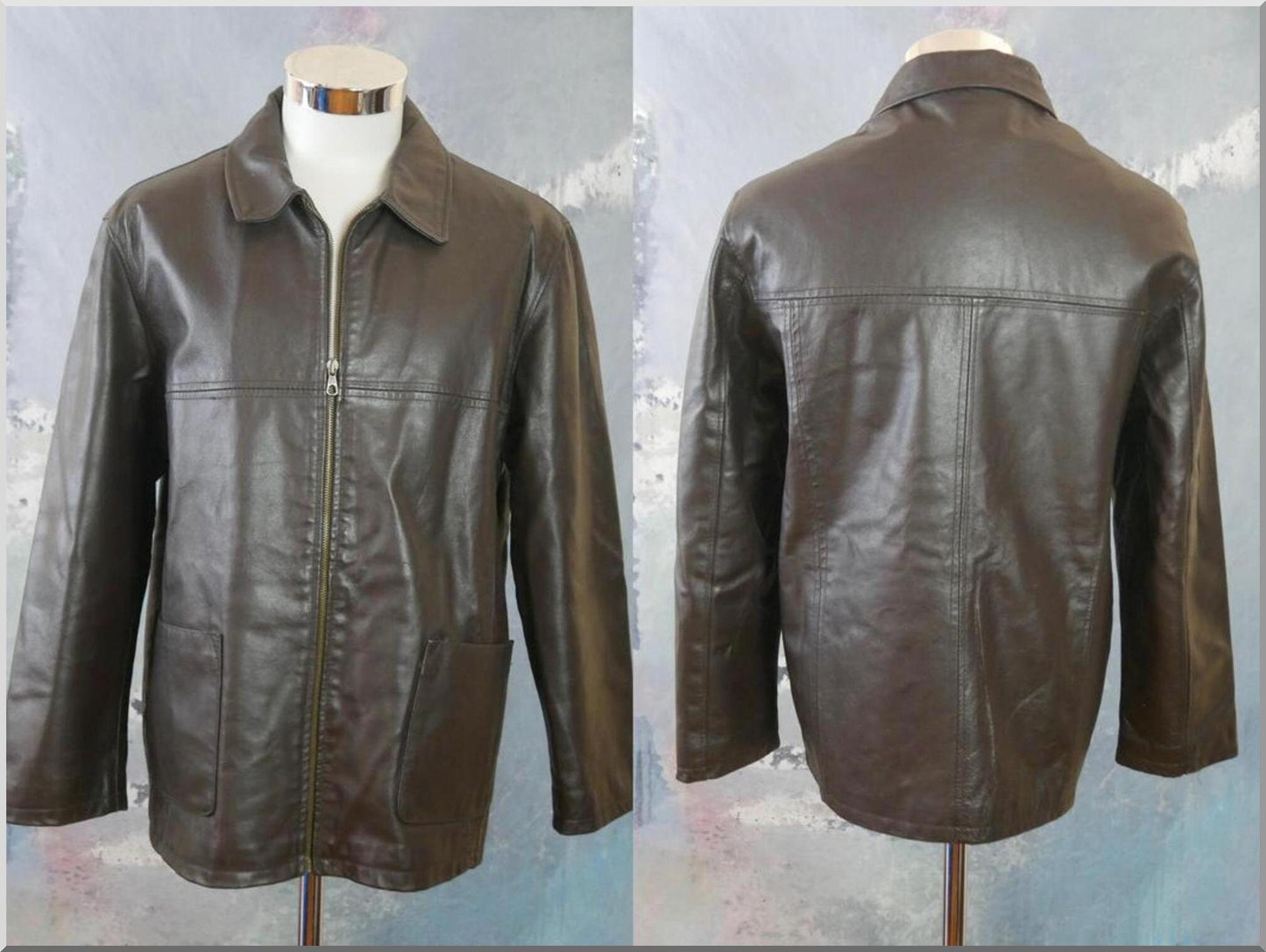 Vintage 80s Brown Leather Bomber Jacket | Large