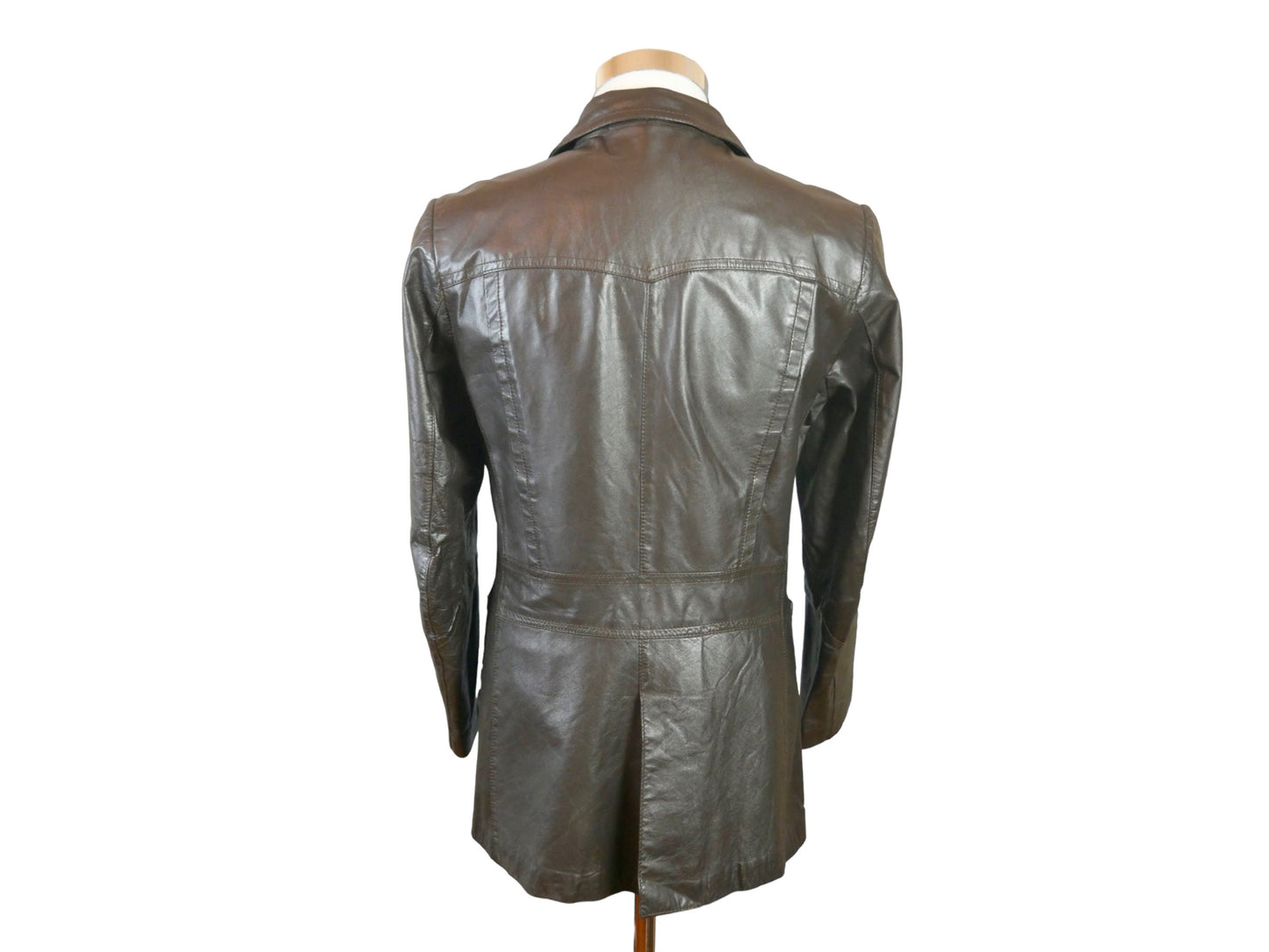 70s Vintage Brown Leather Jacket with Wide Collar | Medium