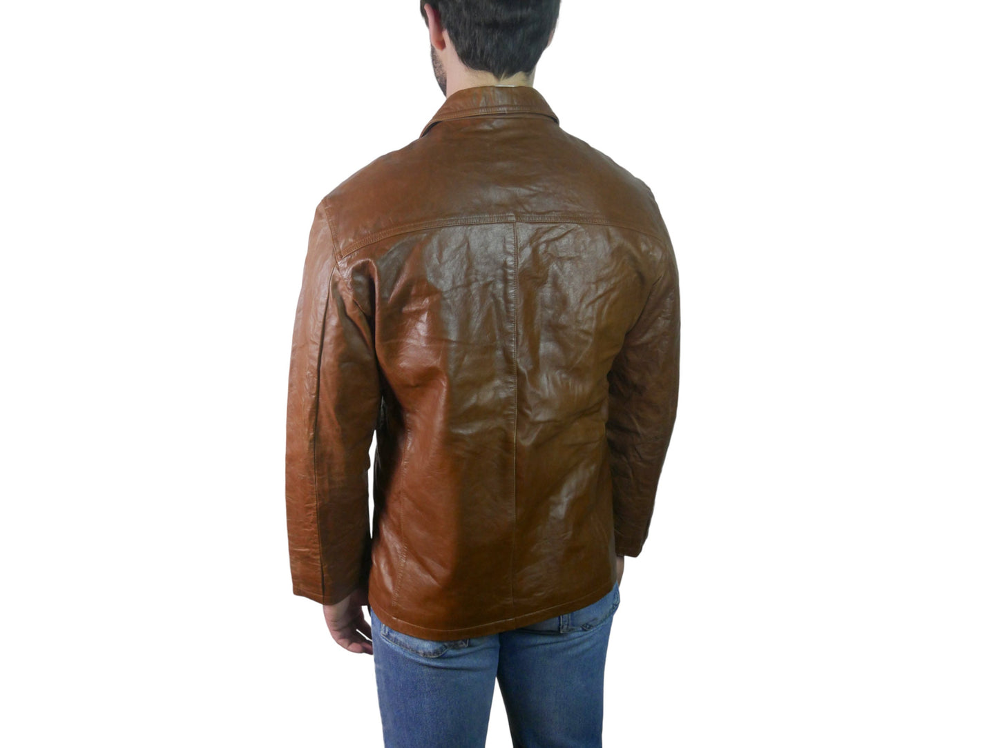 1970s Vintage Men's Leather Jacket | Ruddy Brown Soft Lambskin | Large